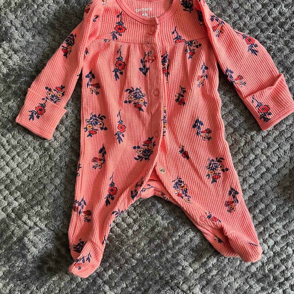 Newborn girl floral pajamas